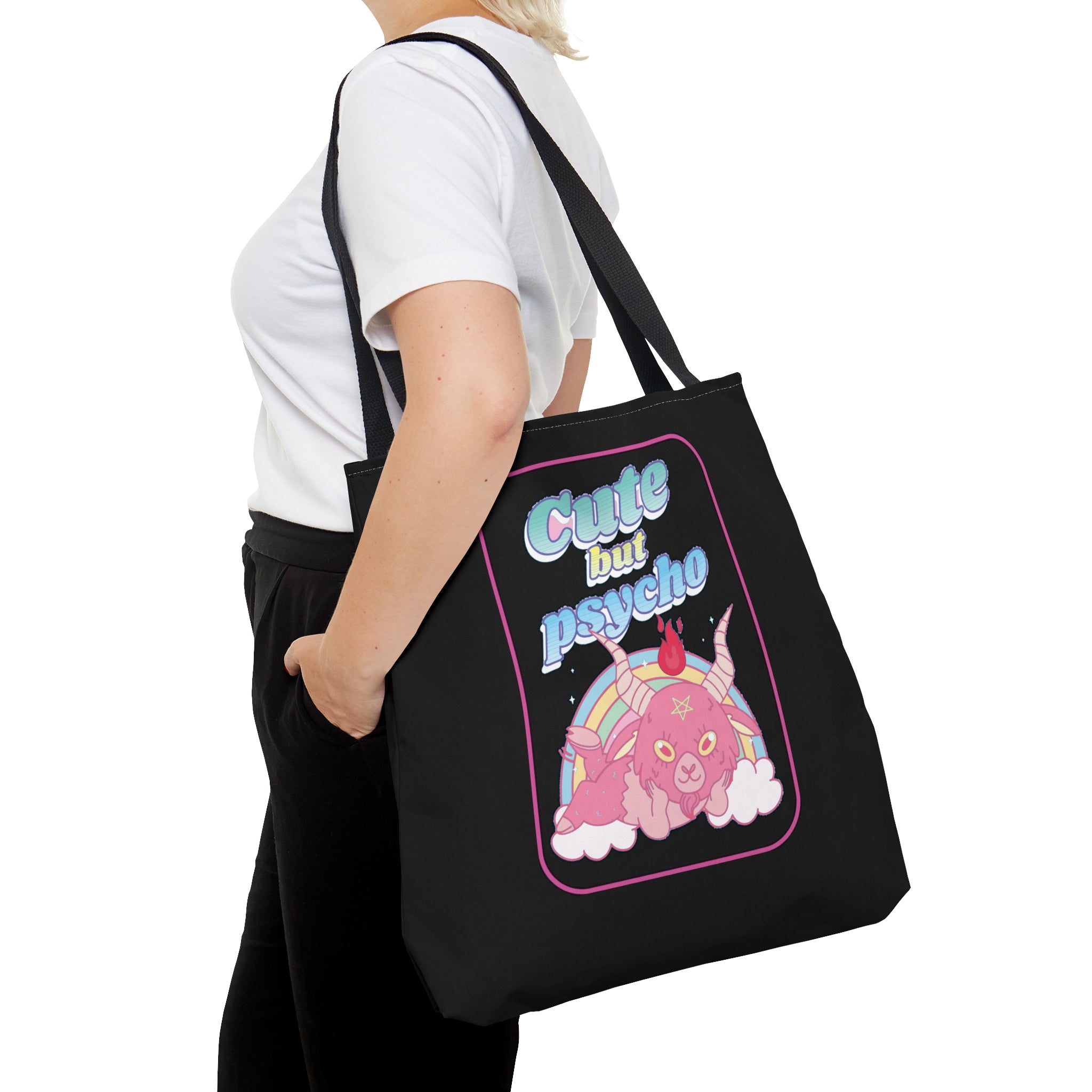 Cute but Psycho Tote Bag (BLACK)