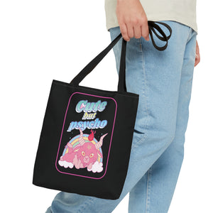 Cute but Psycho Tote Bag (BLACK)