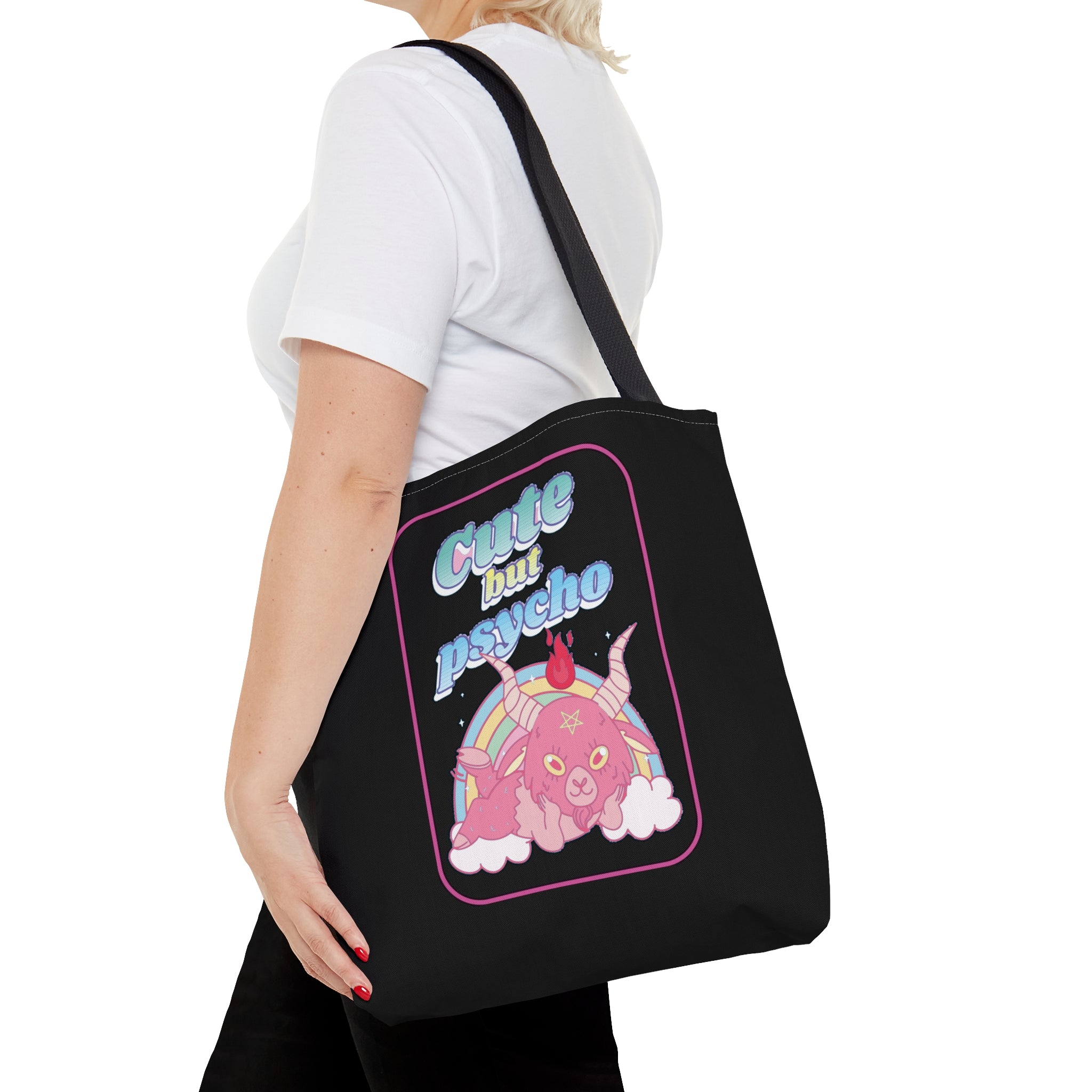 Cute but Psycho Tote Bag (BLACK)